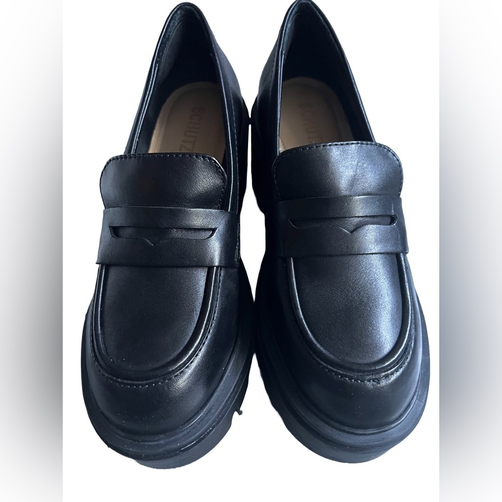 SCHUTZ Black Leather Chunky Loafers w Box 📦